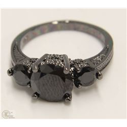 LADIES BLACK ON BLACK RING SZ 9