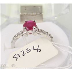 #31-NATURAL RED RUBY&CZ 925 SOLID SILVER RING