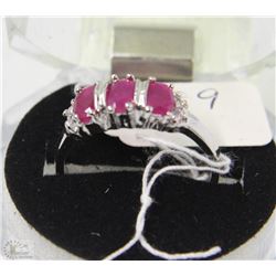 #33-NATURAL RED RUBY&CZ 925 SOLID SILVER RING