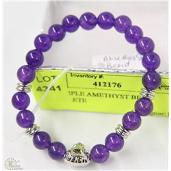 #23-PURPLE AMETHYST BEAD BRACELET