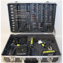 POWERIT 18V DRILL WITH 2 BATTERIES, CHARGER & CASE