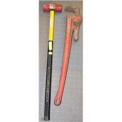 RIDGID 36" PIPE WRENCH STEEL &  6LB SLEDGE HAMMER