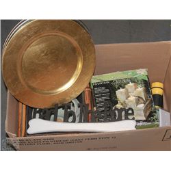 BOX WITH DESKTOP FOUNTAIN, PLANTER BASKET,