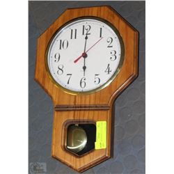 QUARTZ WOOD WALL CLOCK  MADE IN USA
