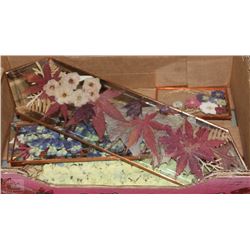 SET OF GLASS PRESSED FLOWER PICTURES