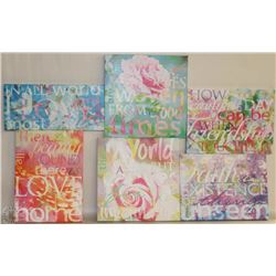 SET OF 6 CANVAS PHRASE PRINTS