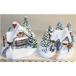 TWO THOMAS KINCAID LIGHT UP CHRISTMAS HOUSES