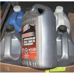6 JUGS OF ASSORTED ANTIFREEZE (3 ORANGE, 3 GREEN)
