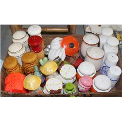 BOX WITH ASSORTED SALT & PEPPER SHAKERS