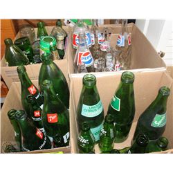 LOT OF 4 BOXES OF VINTAGE COLA BOTTLES (SPRITE,