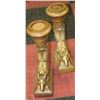 Image 1 : GOLD TONE BIG HORN PILLAR CANDLE HOLDERS