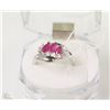 Image 1 : #36-NATURAL RED RUBY&CZ 925 SOLID SILVER RING