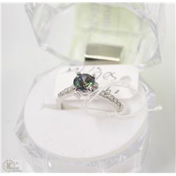 #64-RAINBOW MYSTIC &CZ 925 SOLID SILVER RING