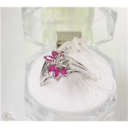 #42-NATURAL RED RUBY 925 SOLID SILVER RING