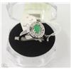 Image 1 : #47- EMERALD & CZ 925 SOLID SILVER RING