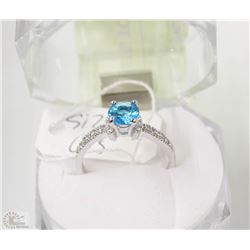 #56-BLUE TOPAZ 925 SOLID SILVER RING