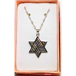 6 POINT FIRE OPAL STAR PENDANT ON CHAIN