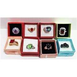 LOT OF 8 LADIES FASHION RINGS