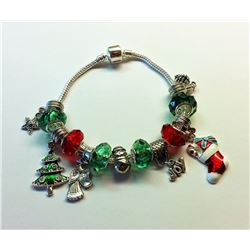 PANDORA STYLE RED/GREEN XMAS THEME BRACELET
