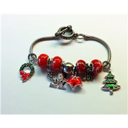PANDORA STYLE RED  XMAS THEME BRACELET