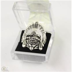 MEN'S HEAVY STAINLESS STEEL SKULL RING SZ10