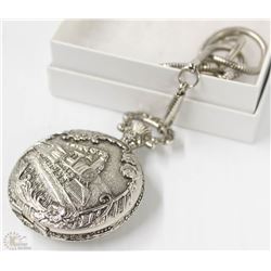 NEW TRAIN POCKET WATCH WITH CHAIN