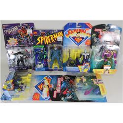 6 VARIOUS ACTION FIGURES INCLUDING SPIDER MAN,