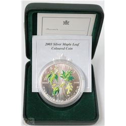 2003 SILVER MAPLE LEAF COLOURED COIN 1-OZ .999
