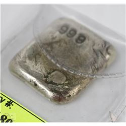 999 STAMPED HANDPOURED SILVER PIECE