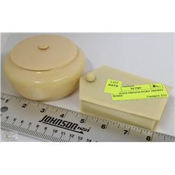 2 VINTAGE FRENCH IVORY TRINKET BOXES