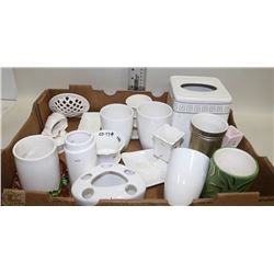 FOUR FLATS OF BATHROOM ACCESSORIES