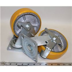 TWO NEW 6" HEAVY DUTY CASTERS WITH BRAKE SWIVEL
