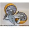 Image 1 : TWO NEW 6" HEAVY DUTY CASTERS WITH BRAKE SWIVEL