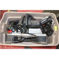 LARGE TOTE WITH CHOPSAW AND POWER TOOLS