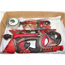 BOX W/ 2 NEW WOOD CARVED AFRICAN WALL