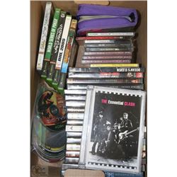 BOX W/OVER 30 DVDS, 25 MUSIC CDS & 8