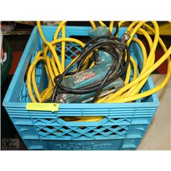 BLUE TOTE WITH ASSORTED POWER TOOLS & HD EXTENSION