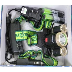 6000 LUMEN TACTICAL LED HEADLAMP WITH 2 CHARGERS &