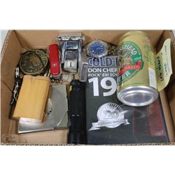 BOX W/BEER CAN SAFE, BELT BUCKLE, DUAL