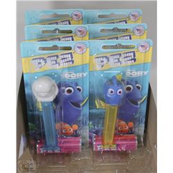 FLAT WITH 6 FINDING DORA PEZ DISPENSERS W/ CANDY