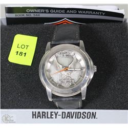 MENS HARLEY DAVIDSON WATCH WITH LEATHER BAND