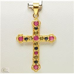#1-18K YELLOW GOLD RUBY & FANCY COLOUR SAPPHIRE