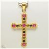 Image 1 : #1-18K YELLOW GOLD RUBY & FANCY COLOUR SAPPHIRE