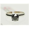 Image 1 : #3-14K WHITE GOLD BLACK DIAMOND SOLITAIRE RING