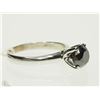 Image 2 : #3-14K WHITE GOLD BLACK DIAMOND SOLITAIRE RING