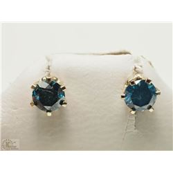 #5-14K YELLOW GOLD BLUE DIAMOND EARRINGS