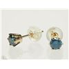 Image 2 : #5-14K YELLOW GOLD BLUE DIAMOND EARRINGS