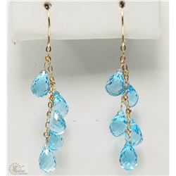 #6-14K YELLOW GOLD BLUE TOPAZ TEAR DROP EARRINGS