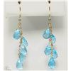 Image 1 : #6-14K YELLOW GOLD BLUE TOPAZ TEAR DROP EARRINGS