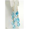 Image 2 : #6-14K YELLOW GOLD BLUE TOPAZ TEAR DROP EARRINGS